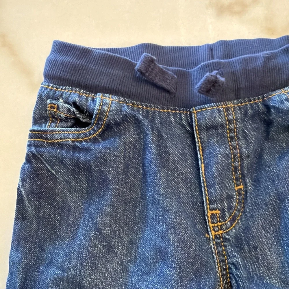 Carter's Toddler Jeans Size 4T Dark Blue Denim Elastic Waistband Drawstring NWOT